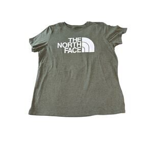 North Face Size Medium Half Dome Short Sleeve Cotton Blend Green Crew Neck Shirt